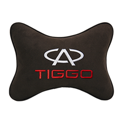 Подушка на подголовник алькантара Coffee с логотипом автомобиля CHERY Tiggo