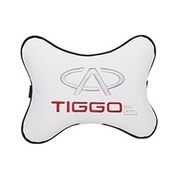 Подушка на подголовник экокожа Milk с логотипом автомобиля CHERY Tiggo 2