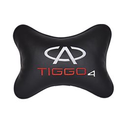 Подушка на подголовник экокожа Black с логотипом автомобиля CHERY Tiggo 4
