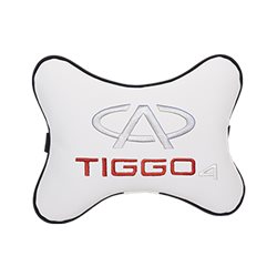 Подушка на подголовник экокожа Milk с логотипом автомобиля CHERY Tiggo 4