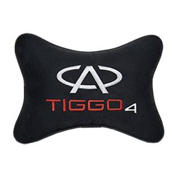 Подушка на подголовник алькантара Black с логотипом автомобиля CHERY Tiggo 4