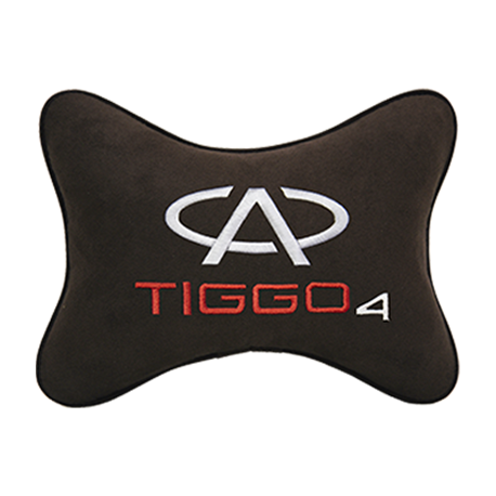 Подушка на подголовник алькантара Coffee с логотипом автомобиля CHERY Tiggo 4