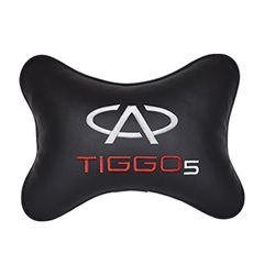 Подушка на подголовник экокожа Black с логотипом автомобиля CHERY Tiggo 5