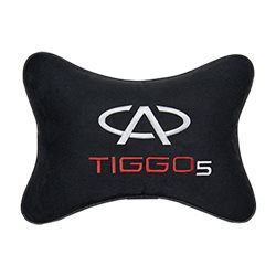 Подушка на подголовник алькантара Black с логотипом автомобиля CHERY Tiggo 5