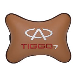 Подушка на подголовник экокожа Fox с логотипом автомобиля CHERY Tiggo 7