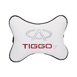 Подушка на подголовник экокожа Milk с логотипом автомобиля CHERY Tiggo 7