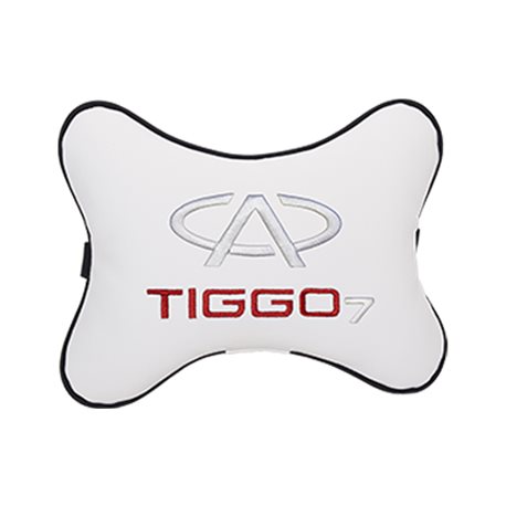 Подушка на подголовник экокожа Milk с логотипом автомобиля CHERY Tiggo 7