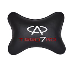 Подушка на подголовник экокожа Black с логотипом автомобиля CHERY Tiggo 7 PRO