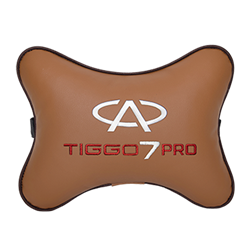 Подушка на подголовник экокожа Fox с логотипом автомобиля CHERY Tiggo 7 PRO