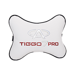 Подушка на подголовник экокожа Milk с логотипом автомобиля CHERY Tiggo 7 PRO
