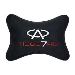 Подушка на подголовник алькантара Black с логотипом автомобиля CHERY Tiggo 7 PRO