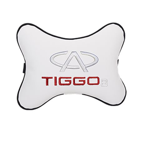 Подушка на подголовник экокожа Milk с логотипом автомобиля CHERY Tiggo 8