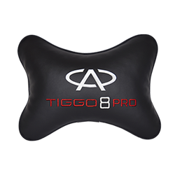 Подушка на подголовник экокожа Black с логотипом автомобиля CHERY Tiggo 8 PRO