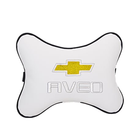 Подушка на подголовник экокожа Milk c логотипом автомобиля CHEVROLET Aveo