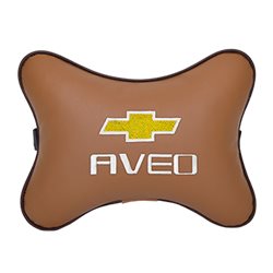 Подушка на подголовник экокожа Fox c логотипом автомобиля CHEVROLET Aveo
