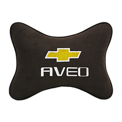 Подушка на подголовник алькантара Coffee c логотипом автомобиля CHEVROLET Aveo