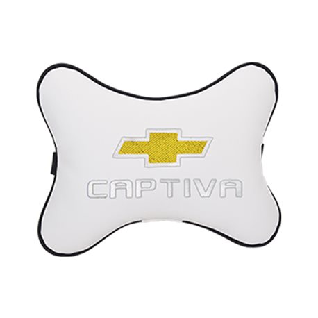 Подушка на подголовник экокожа Milk CHEVROLET c логотипом автомобиля Captiva