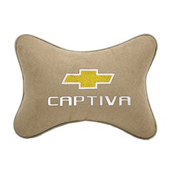 Подушка на подголовник алькантара Beige c логотипом автомобиля CHEVROLET Captiva