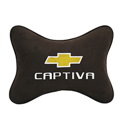 Подушка на подголовник алькантара Coffee c логотипом автомобиля CHEVROLET Captiva
