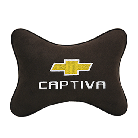 Подушка на подголовник алькантара Coffee c логотипом автомобиля CHEVROLET Captiva