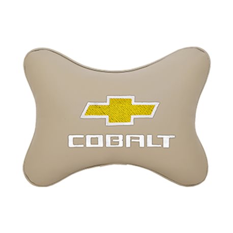 Подушка на подголовник экокожа Beige c логотипом автомобиля CHEVROLET Cobalt