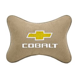 Подушка на подголовник алькантара Beige c логотипом автомобиля CHEVROLET Cobalt