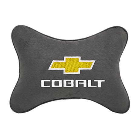 Подушка на подголовник алькантара D.Grey c логотипом автомобиля CHEVROLET Cobalt