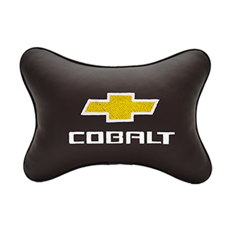 Подушка на подголовник экокожа Coffee c логотипом автомобиля CHEVROLET Cobalt