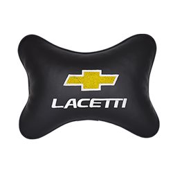 Подушка на подголовник экокожа Black c логотипом автомобиля CHEVROLET Lacetti