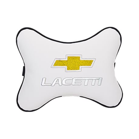 Подушка на подголовник экокожа Milk c логотипом автомобиля CHEVROLET Lacetti
