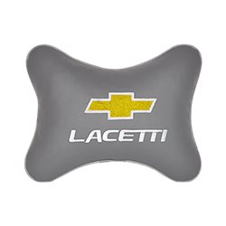 Подушка на подголовник экокожа L.Grey c логотипом автомобиля CHEVROLET Lacetti