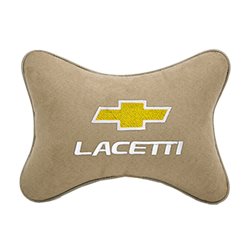 Подушка на подголовник алькантара Beige c логотипом автомобиля CHEVROLET Lacetti