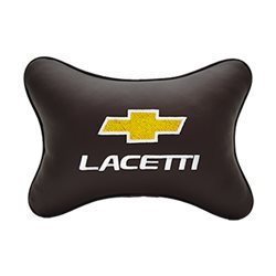 Подушка на подголовник экокожа Coffee c логотипом автомобиля CHEVROLET Lacetti