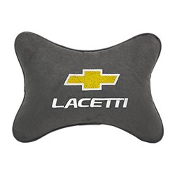 Подушка на подголовник алькантара D.Grey c логотипом автомобиля CHEVROLET Lacetti