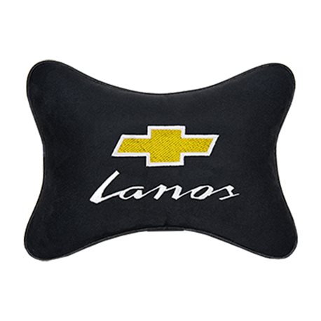Подушка на подголовник алькантара Black c логотипом автомобиля CHEVROLET Lanos