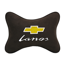 Подушка на подголовник алькантара Coffee c логотипом автомобиля CHEVROLET Lanos