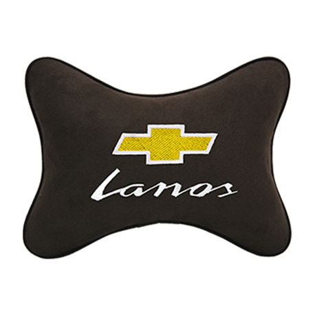 Подушка на подголовник алькантара Coffee c логотипом автомобиля CHEVROLET Lanos