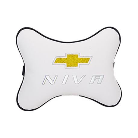 Подушка на подголовник экокожа Milk c логотипом автомобиля CHEVROLET Niva