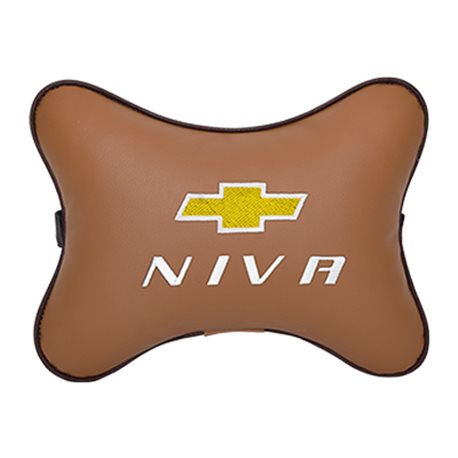 Подушка на подголовник экокожа Fox c логотипом автомобиля CHEVROLET Niva