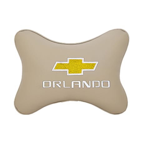 Подушка на подголовник экокожа Beige c логотипом автомобиля CHEVROLET Orlando