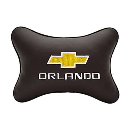 Подушка на подголовник экокожа Coffee c логотипом автомобиля CHEVROLET Orlando