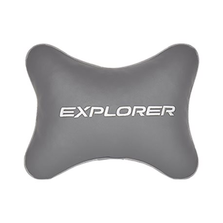 Подушка на подголовник экокожа L.Grey с логотипом автомобиля FORD Explorer
