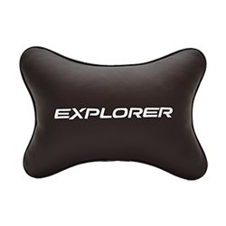 Подушка на подголовник экокожа Coffee с логотипом автомобиля FORD Explorer