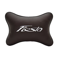 Подушка на подголовник экокожа Coffee с логотипом автомобиля FORD Fiesta