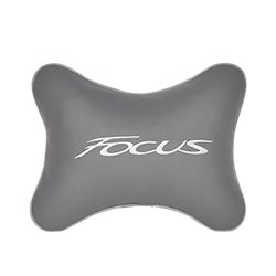Подушка на подголовник экокожа L.Grey с логотипом автомобиля FORD Focus