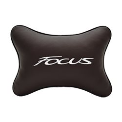 Подушка на подголовник экокожа Coffee с логотипом автомобиля FORD Focus