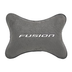 Подушка на подголовник алькантара L.Grey с логотипом автомобиля FORD Fusion