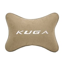 Подушка на подголовник алькантара Beige с логотипом автомобиля FORD Kuga