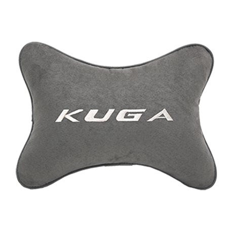 Подушка на подголовник алькантара L.Grey с логотипом автомобиля FORD Kuga