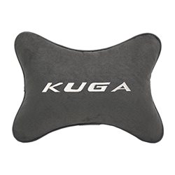 Подушка на подголовник алькантара D.Grey с логотипом автомобиля FORD Kuga